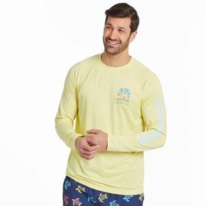 NEW 🏄Life is good Here Comes the Sun Men's Long Sleeve Rashguard in Lemon Small